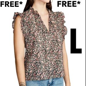 Steve Madden BB Dakota pink floral sleeveless shirt size large